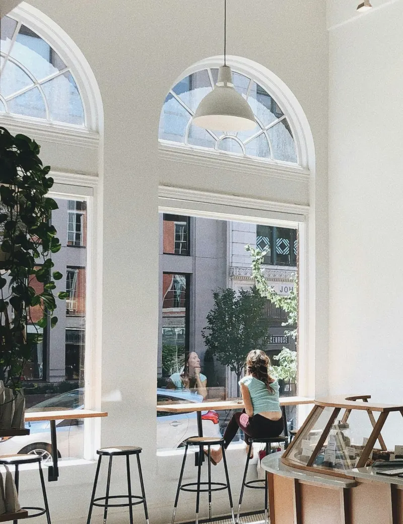Sunny window seats with stools